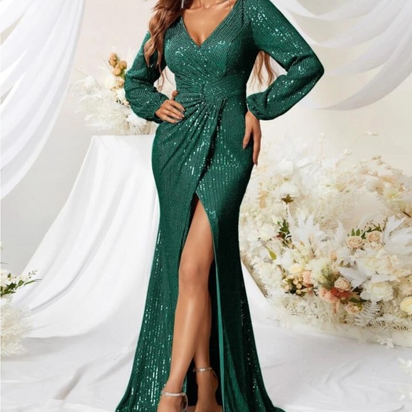 giffniseti green dress | Dresses | New Sequin Formal Ebay